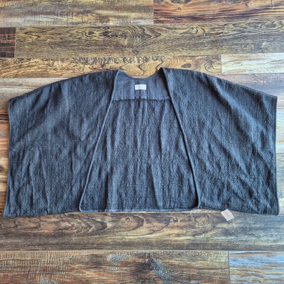 NWT Nomad The Label Bloom Kimono Sleeve Shrug Open Front Black Raw Cotton - Picture 6 of 16